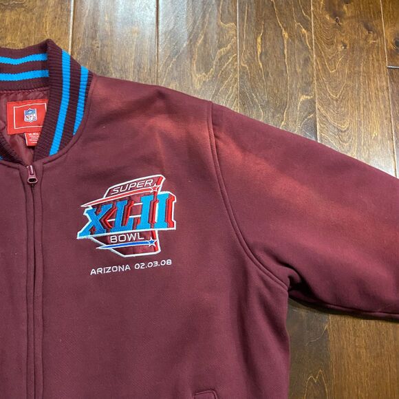 NFL Super Bowl XLII Arizona 2008 Burgundy Teal Bomber Varsity Coat Men's Size XL - Picture 4 of 11